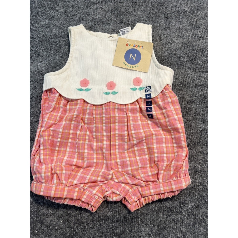 Vtg 90s Gymboree Countryside Bubble Romper NWT Sizing Tape Rainbow Tag Newborn